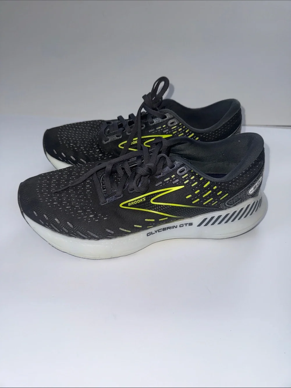 Brooks Men's Glycerin GTS Running Shoes - Black with Neon Yellow